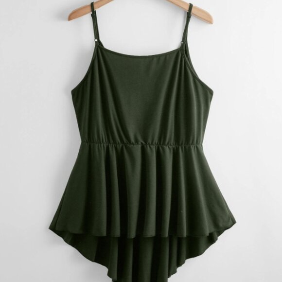 Shein Curve Unity Plus Surplice Front Dip Hem Cami Top Size 4XL 20 Dark Green - Picture 2 of 3